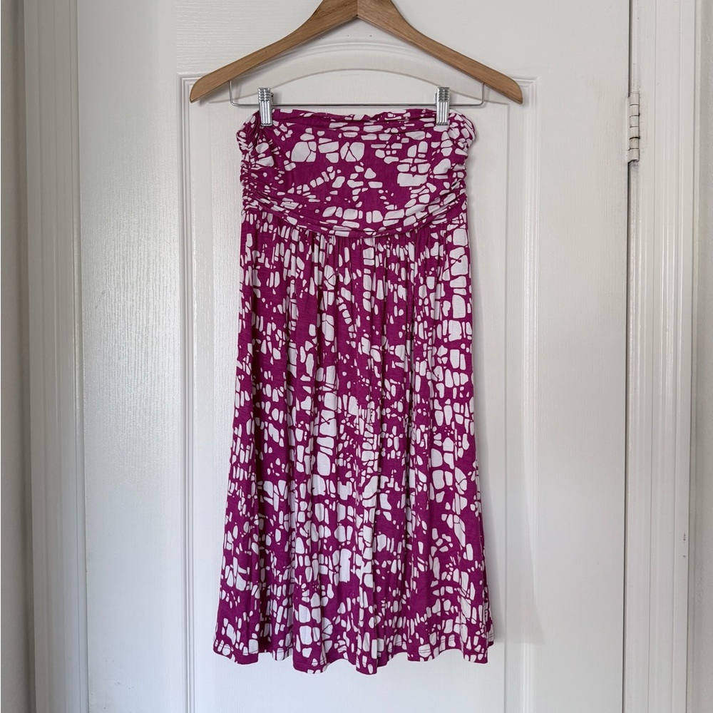 Magenta and White Strapless Dress